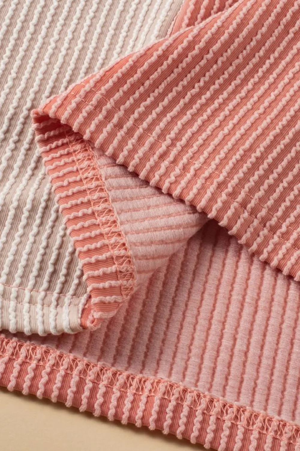 Online Dear-Lover Textured Colorblock Crew Neck T Shirt Apricot Pink
