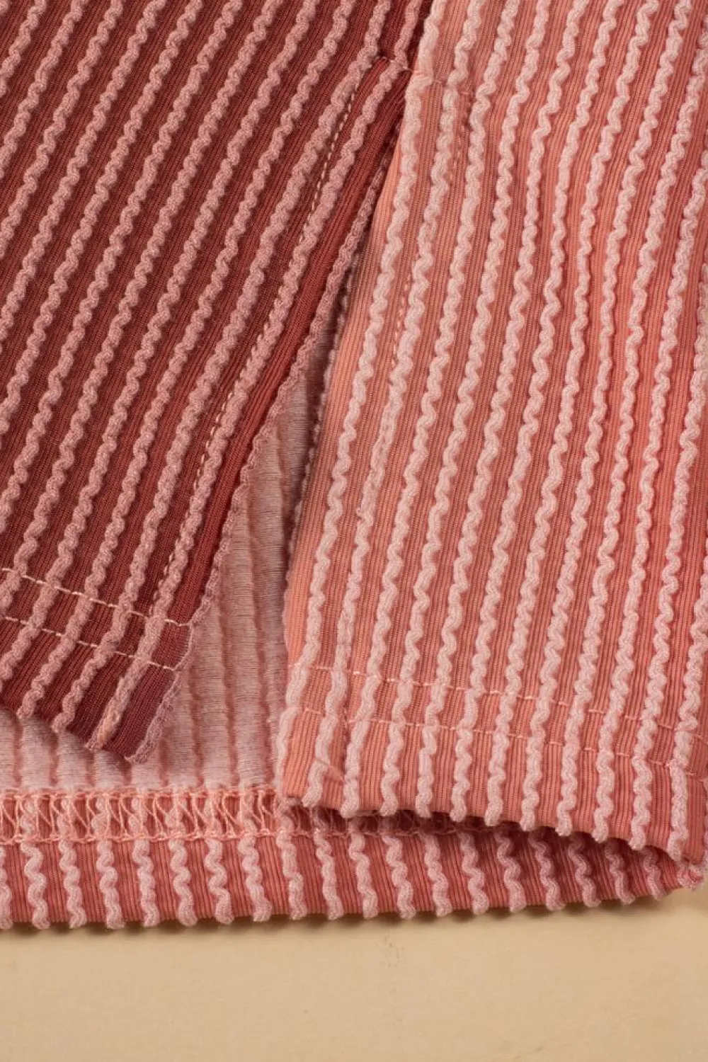 Online Dear-Lover Textured Colorblock Crew Neck T Shirt Apricot Pink
