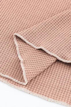 Fashion Dear-Lover Textured Round Neck Long Sleeve Top Apricot Pink