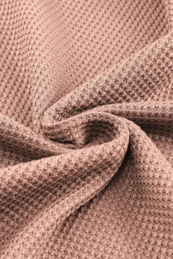 Fashion Dear-Lover Textured Round Neck Long Sleeve Top Apricot Pink