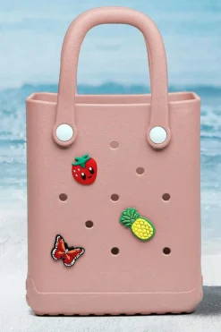 Hot Dear-Lover Waterproof EVA Random Decorations Hollow Tote Bag Apricot Pink