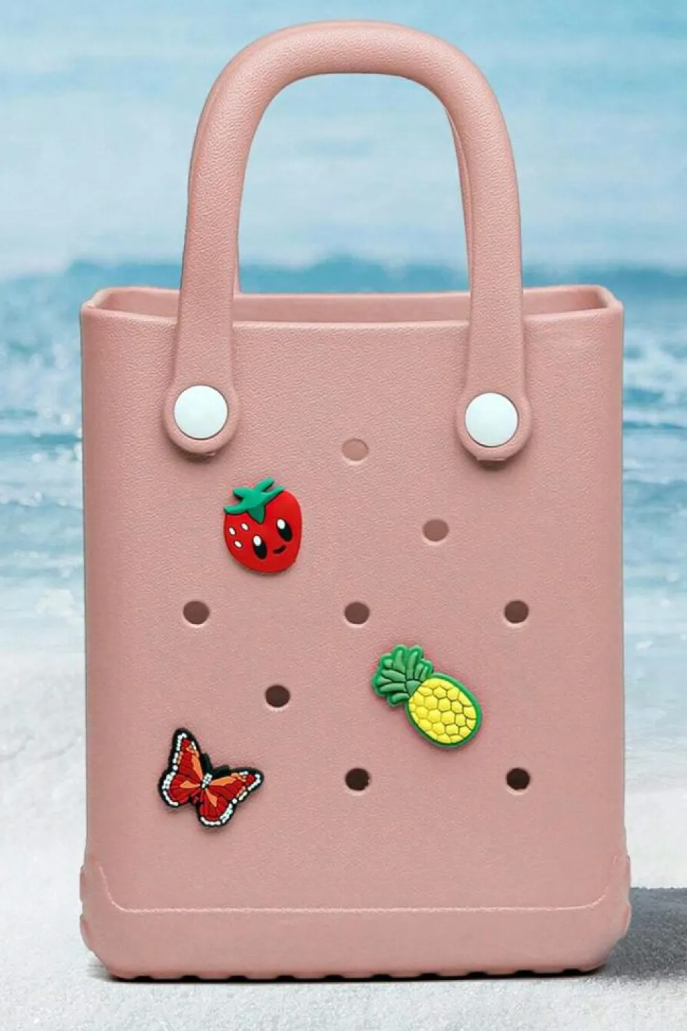 Hot Dear-Lover Waterproof EVA Random Decorations Hollow Tote Bag Apricot Pink