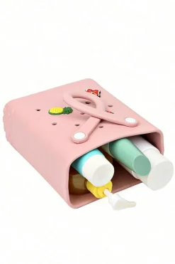 Hot Dear-Lover Waterproof EVA Random Decorations Hollow Tote Bag Apricot Pink