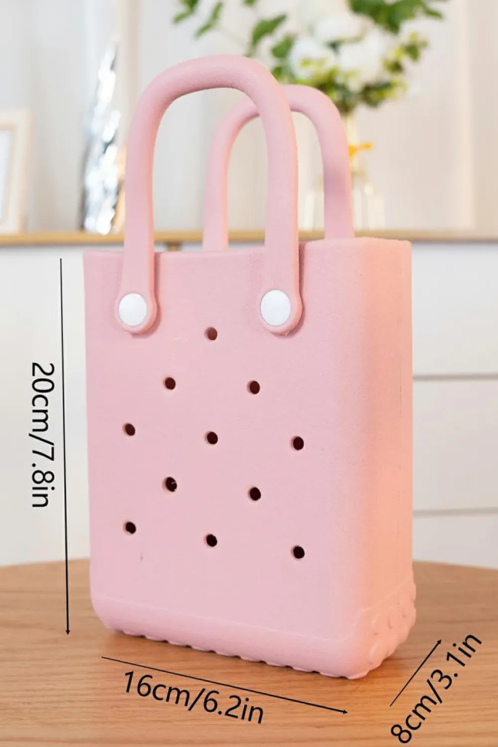 Hot Dear-Lover Waterproof EVA Random Decorations Hollow Tote Bag Apricot Pink