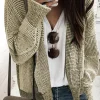 Hot Dear-Lover Plaid Contrast Trim Open Front Cardigan Apricot