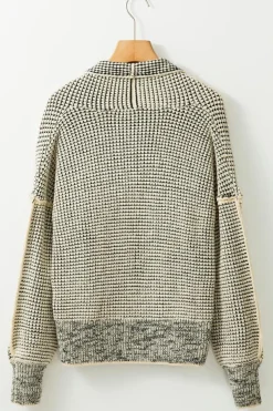 Hot Dear-Lover Plaid Contrast Trim Open Front Cardigan Apricot