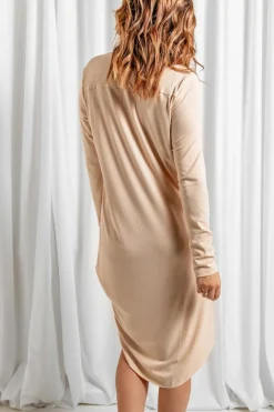 Outlet Dear-Lover Selected Button Pocketed High Low Cardigan Apricot