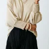 Hot Dear-Lover Smocked Wrist Shift Top Apricot
