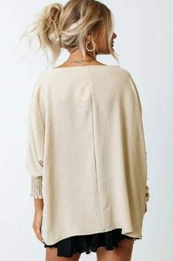 Hot Dear-Lover Smocked Wrist Shift Top Apricot