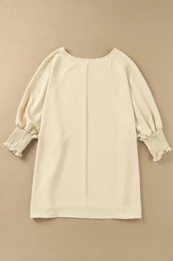 Hot Dear-Lover Smocked Wrist Shift Top Apricot