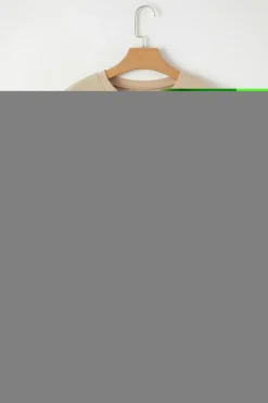 Hot Dear-Lover Solid Fleece Lined Drop Shoulder High Low Sweatshirt Apricot