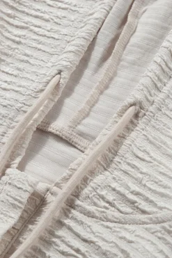 Best Dear-Lover Solid Textured Drawstring Henley Hoodie Apricot