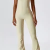 Outlet Dear-Lover Spaghetti Straps Tank and Flare Leggings Fitness Set Apricot
