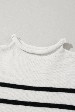 Outlet Dear-Lover Long Sleeve High Neck Sweater Dress Apricot Stripe