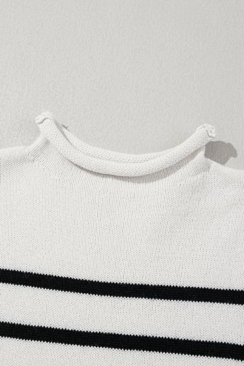 Outlet Dear-Lover Long Sleeve High Neck Sweater Dress Apricot Stripe