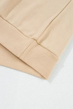 Best Dear-Lover Striped Accent Pullover and Shorts Two Piece Casual Set Apricot