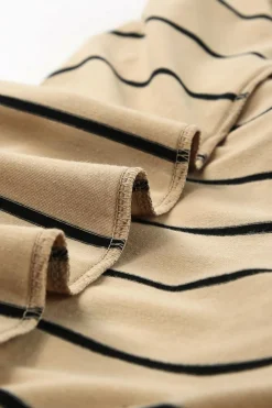 Online Dear-Lover Striped Casual Slit Long Dress Apricot