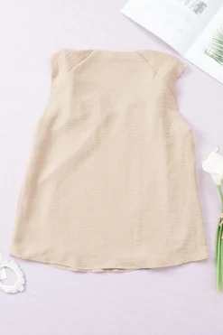 Sale Dear-Lover V Neck Knotted Shoulder Vest Apricot