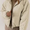 Outlet Dear-Lover Zip Up Drawstring Hem Puffer Jackets Apricot
