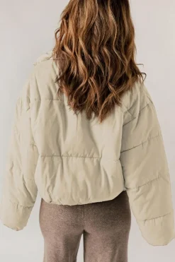 Outlet Dear-Lover Zip Up Drawstring Hem Puffer Jackets Apricot