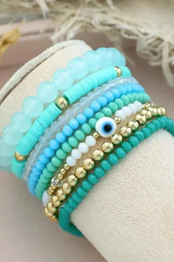 Hot Dear-Lover Multi Layered Beaded Bracelet Set Aruba Blue