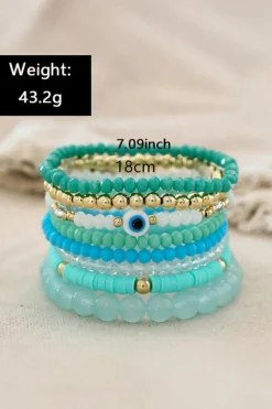 Hot Dear-Lover Multi Layered Beaded Bracelet Set Aruba Blue