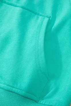 Discount Dear-Lover Quarter Zip Stand Neck Kangaroo Pocket Sweatshirt Aruba Blue