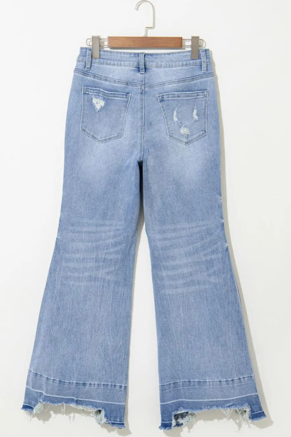 Discount Dear-Lover Acid Wash Raw Hem High Waist Flared Jeans Ashleigh Blue