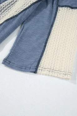 Sale Dear-Lover Crochet Detail Exposed Seam High Low Loose Top Ashleigh Blue
