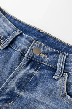 Sale Dear-Lover Distressed Raw Hem Straight Leg High Waist Jeans Ashleigh Blue