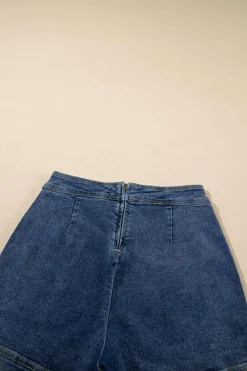 Discount Dear-Lover Faux Wrapped Mini Denim Skort Ashleigh Blue