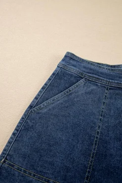 Discount Dear-Lover Faux Wrapped Mini Denim Skort Ashleigh Blue