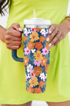 New Dear-Lover Flower Print Hane Large Thermal Tumbler 40oz Ashleigh Blue