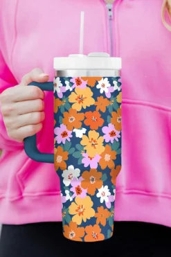 New Dear-Lover Flower Print Hane Large Thermal Tumbler 40oz Ashleigh Blue