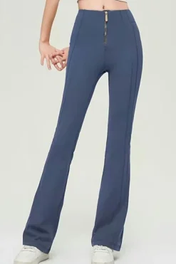 Hot Dear-Lover Front Zipped Flare Leggings Ashleigh Blue