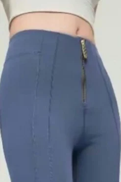 Hot Dear-Lover Front Zipped Flare Leggings Ashleigh Blue