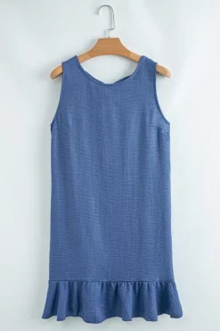 Online Dear-Lover Knot Scoop Back Ruffle Hem Sleeveless Mini Dress Ashleigh Blue