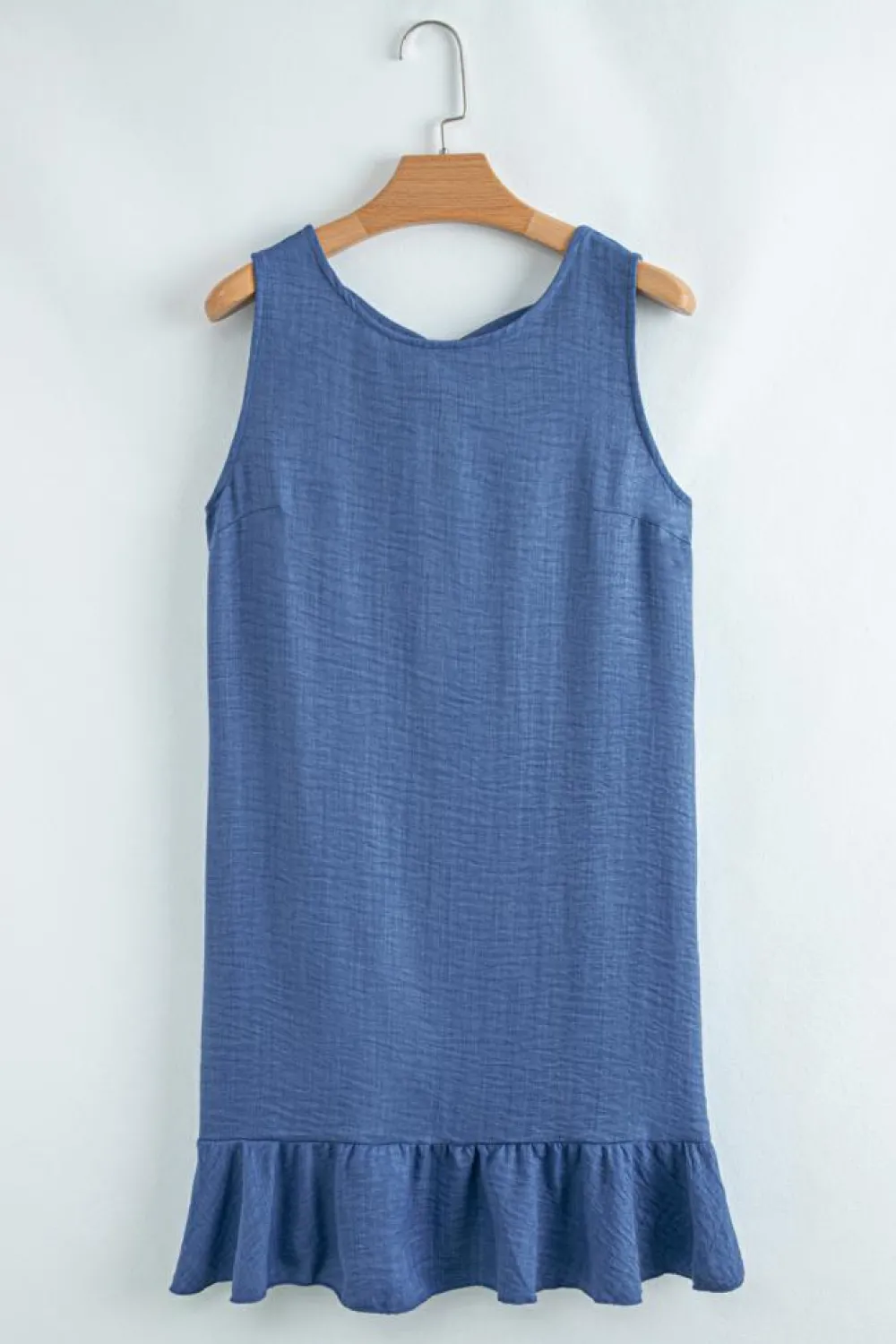 Online Dear-Lover Knot Scoop Back Ruffle Hem Sleeveless Mini Dress Ashleigh Blue