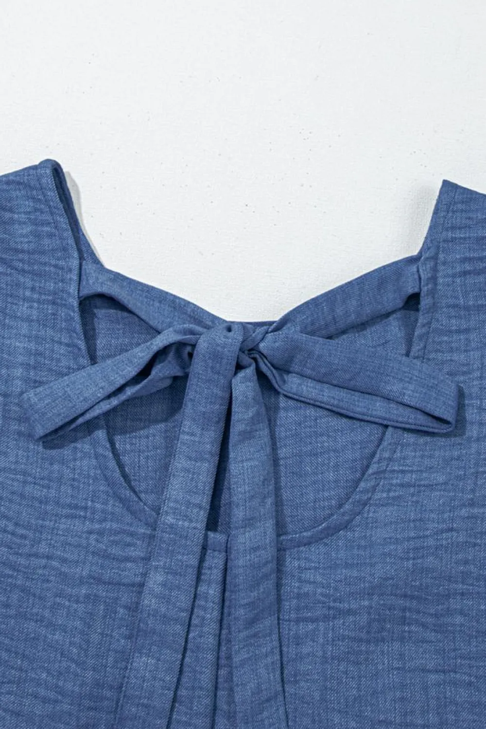 Online Dear-Lover Knot Scoop Back Ruffle Hem Sleeveless Mini Dress Ashleigh Blue
