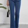 New Dear-Lover Mid Waist Stretchy Knit Casual Bootcut Jeans Ashleigh Blue