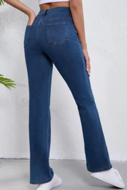 New Dear-Lover Mid Waist Stretchy Knit Casual Bootcut Jeans Ashleigh Blue