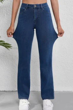 New Dear-Lover Mid Waist Stretchy Knit Casual Bootcut Jeans Ashleigh Blue