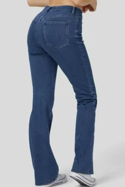 New Dear-Lover Mid Waist Stretchy Knit Casual Bootcut Jeans Ashleigh Blue