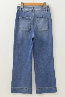 Sale Dear-Lover Mineral Wash High Waist Bell Bottom Crop Jeans Ashleigh Blue