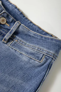 Sale Dear-Lover Mineral Wash High Waist Bell Bottom Crop Jeans Ashleigh Blue