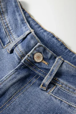 Sale Dear-Lover Mineral Wash High Waist Bell Bottom Crop Jeans Ashleigh Blue