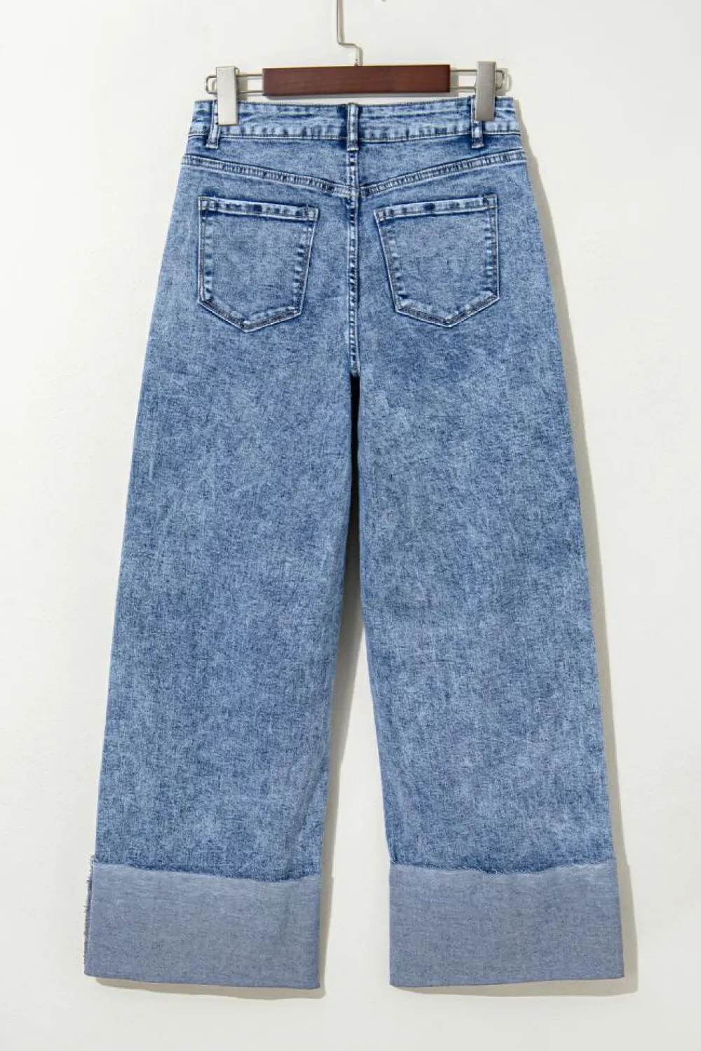 Online Dear-Lover Mineral Wash Bottom Cuff Distressed Wide Leg Jeans Ashleigh Blue