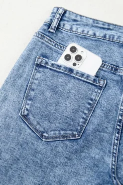 Online Dear-Lover Mineral Wash Bottom Cuff Distressed Wide Leg Jeans Ashleigh Blue