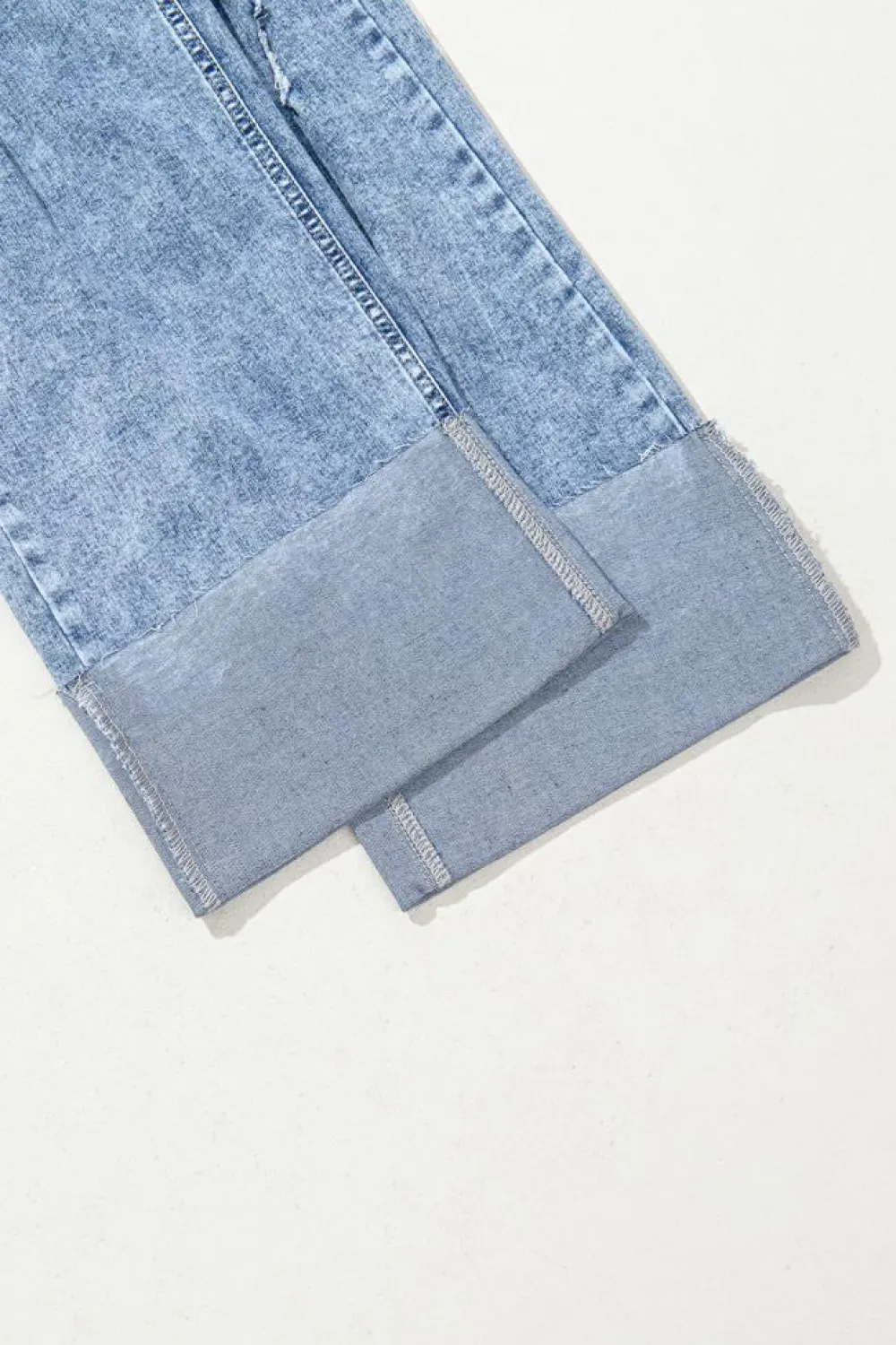 Online Dear-Lover Mineral Wash Bottom Cuff Distressed Wide Leg Jeans Ashleigh Blue