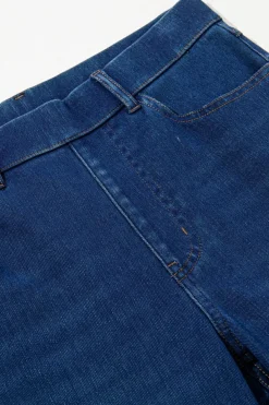 Sale Dear-Lover Multiple Pockets Straight Leg Washed Stretchy Knit Casual Jeans Ashleigh Blue